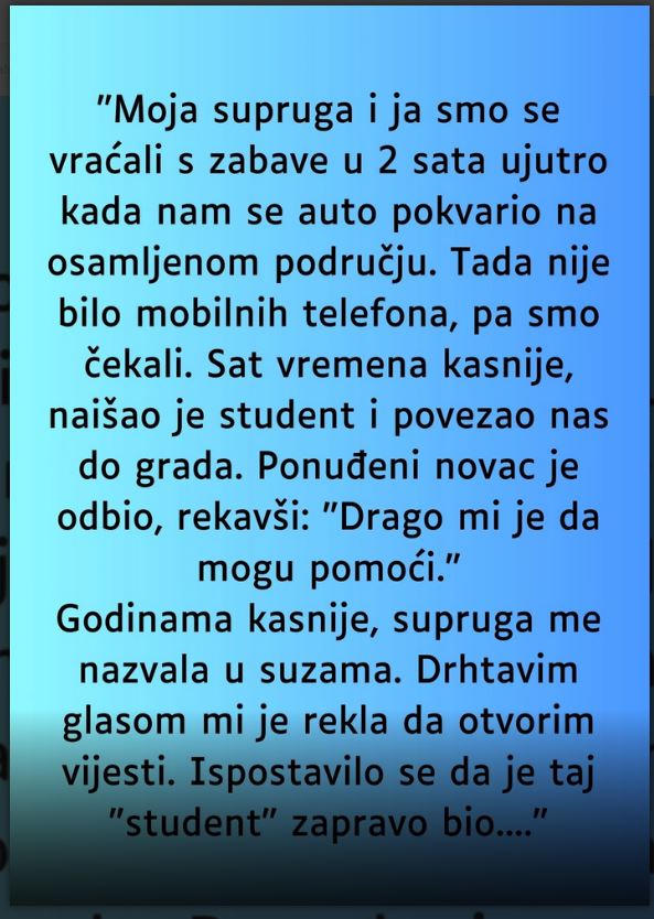 “Supruga i ja smo se vracali sa zabave u 2 ujutro i auto nam staje na osamljenom mjestu…” - featured image “Supruga i ja smo se vracali sa zabave u 2 ujutro i auto nam staje na osamljenom mjestu…” - featured image