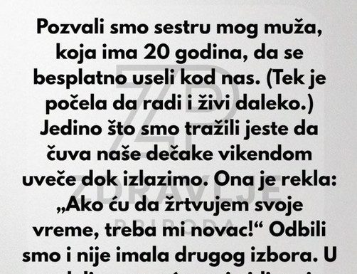 Neću da plaćam svoju zaovu za čuvanje dece — živi kod nas besplatno. Neću da plaćam svoju zaovu za čuvanje dece — živi kod nas besplatno. - featured image
